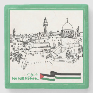 Palestinian Heritage and Hope: We Will Return Stone Coaster