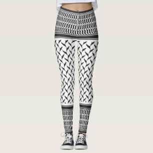 Palestinian Joranian kuffiya black and white Leggings