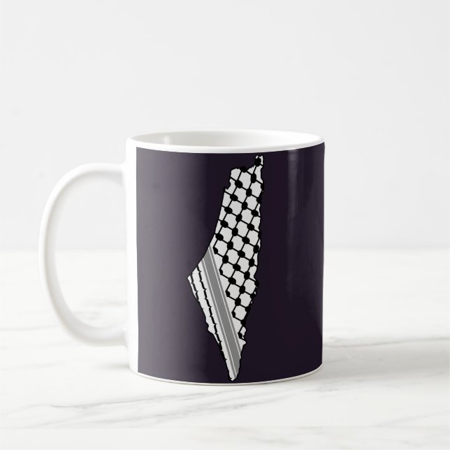 Palestinian keffiyeh, free map of Palestine Kufiya Coffee Mug (Left)
