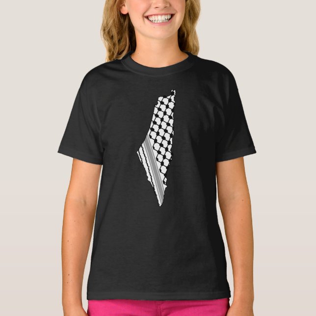 Palestinian keffiyeh, free map of Palestine Kufiya T-Shirt (Front)