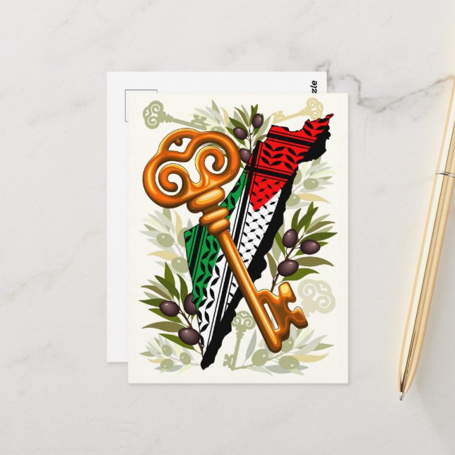 Palestinian Key Symbol of the Right of Return Postcard (Front/Back In Situ)