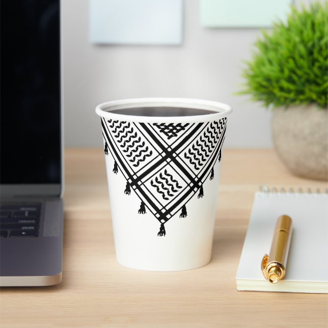 Palestinian Kufeyyeh In Black Paper Cups (Insitu)