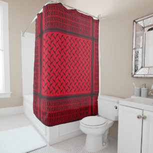 palestinian kuffiya black and red shower curtain