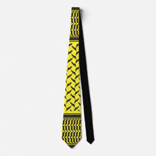 palestinian kuffiya black and Yellow Tie
