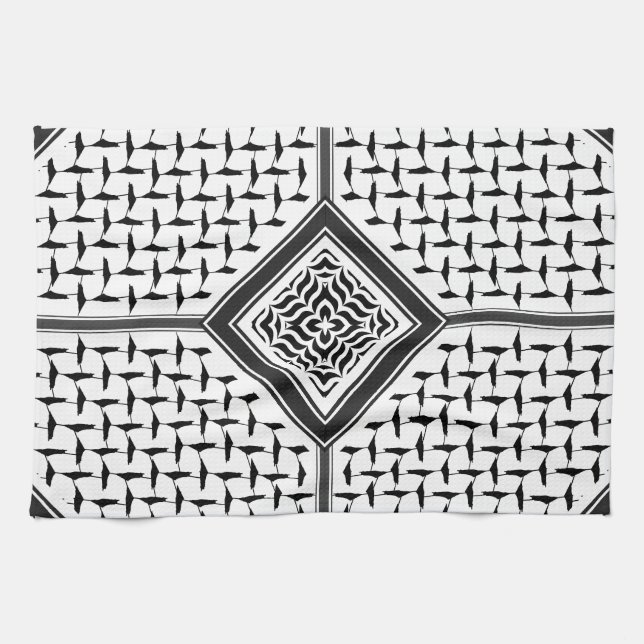Palestinian Kuffiya pattern Printed Design Tea Towel (Horizontal)