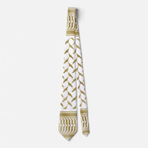 Palestinian Kuffiyeh Gold and white Tie