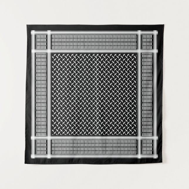 Palestinian Kufiya | black Keffiyeh Tapestry (Front)