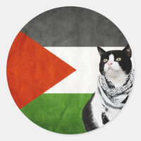 Palestinian Kufiya Wearing Cat Palestine Flag