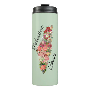 Palestinian Map فلسطين Floral Thermal Tumbler