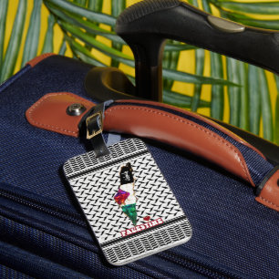  Palestinian map keffiyeh featuring Arabic font Luggage Tag