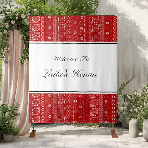 Palestinian Pattern Henna Photobooth Backdrop Tapestry