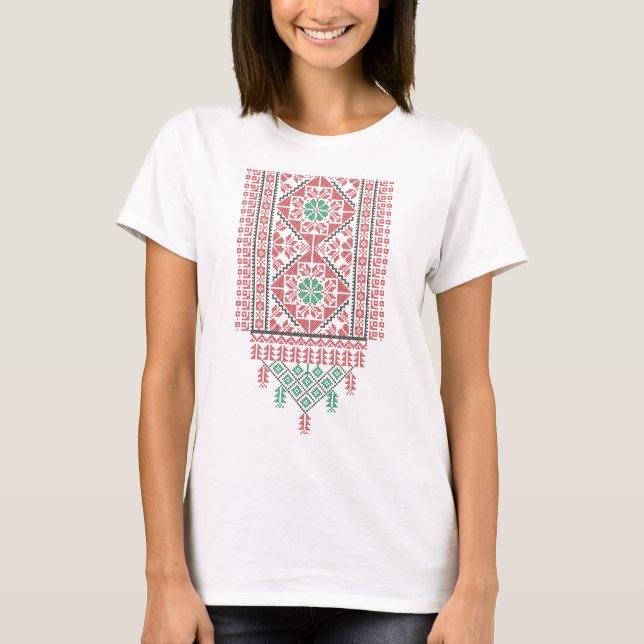 Palestinian Realistic Tatreez Palestine Embroidery T-Shirt (Front)