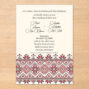 Palestinian Tatreez 2 Acrylic Wed. Invitation