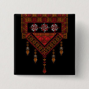 Palestinian Tatreez Cross Stitch Embroidery Art  15 Cm Square Badge