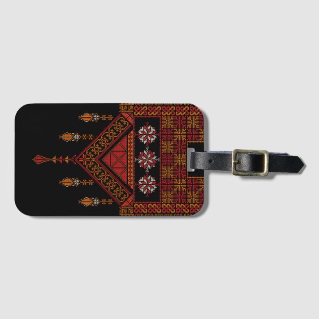 Palestinian Tatreez  Embroidery | palestine Art  Luggage Tag (Front Horizontal)