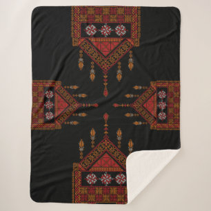 Palestinian Tatreez Embroidery palestine Art Sherpa Blanket