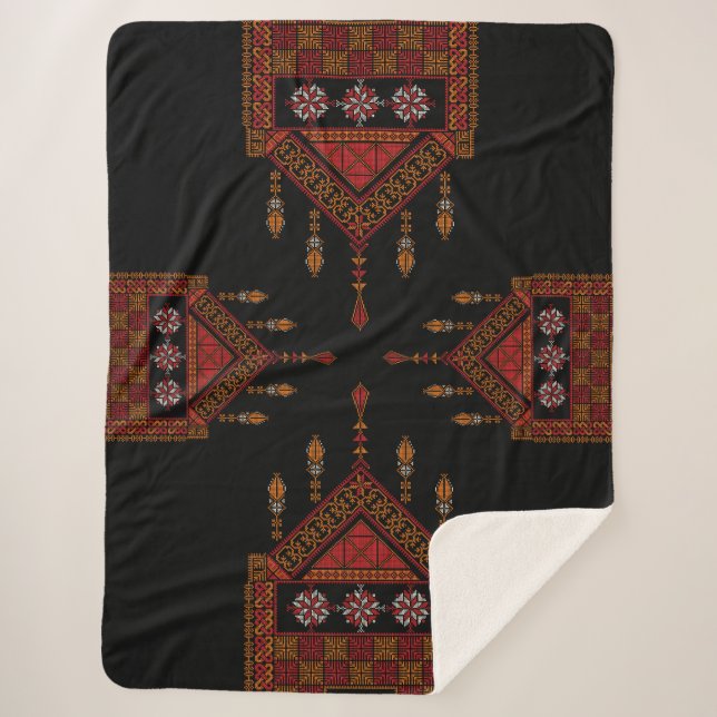 Palestinian Tatreez  Embroidery| palestine Art Sherpa Blanket (Front)