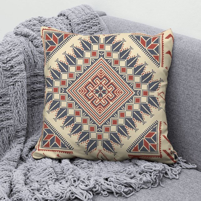 Palestinian Tatreez Fashion Throw Pillow 10 (Creator Uploaded)