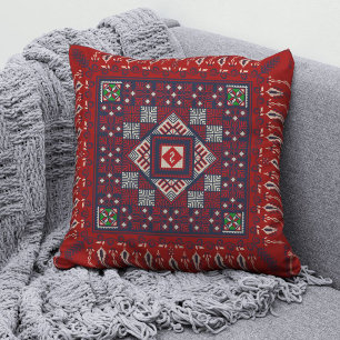 Palestinian Tatreez Fashion Throw Pillow 3