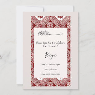 Palestinian Tatreez Henna Invitation In Red