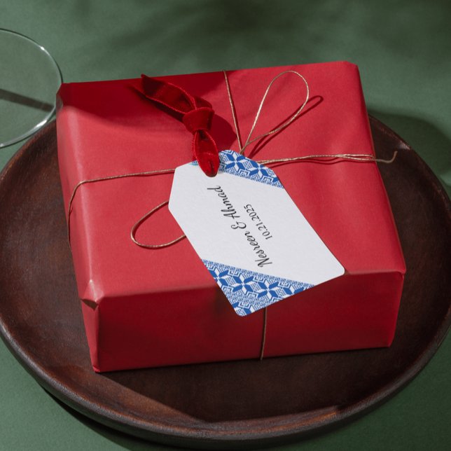 Palestinian Tatreez Print Gift Tag In Blue (Creator Uploaded)