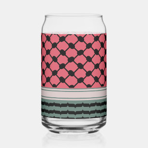Palestinian watermelon Hatta Keffiyeh Kufiya Folk Can Glass