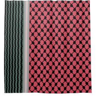 Palestinian watermelon Hatta Keffiyeh Kufiya Folk Shower Curtain