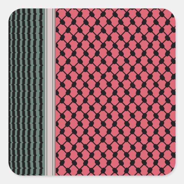 Palestinian watermelon Hatta Keffiyeh Kufiya Folk Square Sticker (Front)
