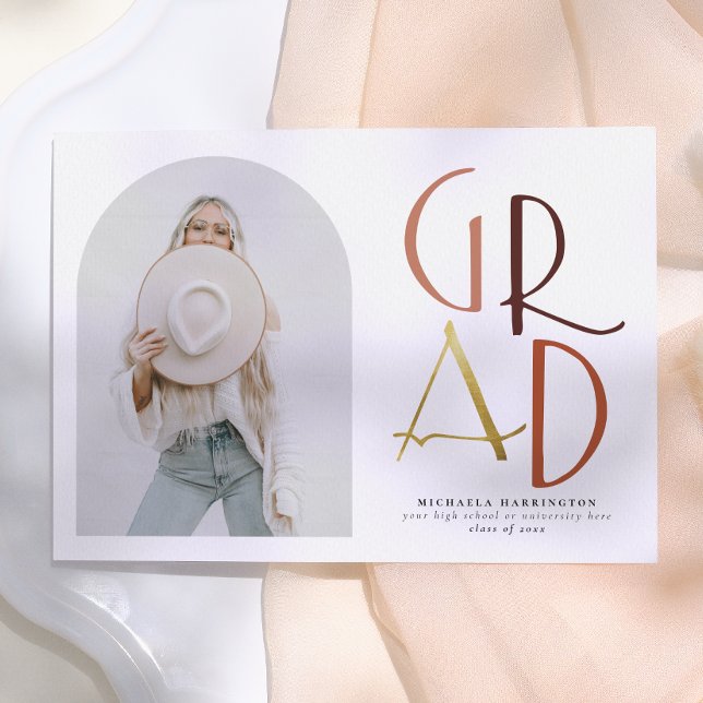 Palette | Boho Arch & Bold Grad Photo Graduation Invitation (Creator Uploaded)