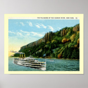 Palisades of the Hudson River, NY 1920s Vintage Poster