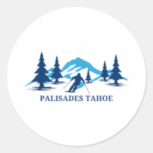 Palisades tahoe california ski resort skiing skier classic round sticker