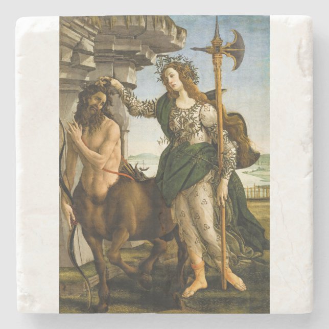 Pallas and the Centaur by Sandro Botticelli Stone Coaster (Front)
