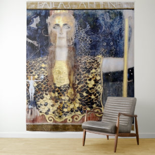 Pallas Athena by Gustav  and George Klimt,Enhanced Tapestry