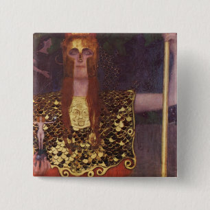 Pallas Athena by Gustav Klimt 15 Cm Square Badge