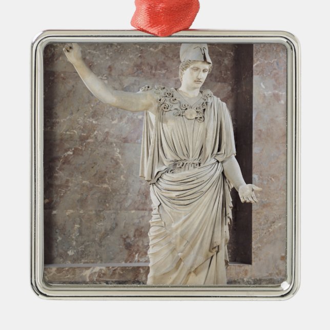 Pallas de Velletri, statue of helmeted Athena Metal Tree Decoration (Front)