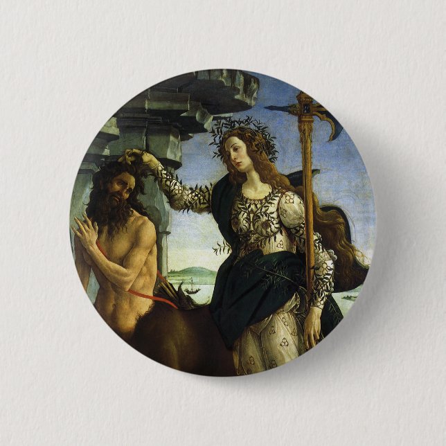 Pallas (Minerva) and Centaur by Sandro Botticelli 6 Cm Round Badge (Front)