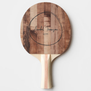 Pallet Wood Board Name in Drawn Circle  Ping Pong Paddle
