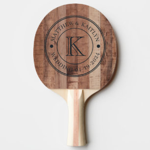 Pallet Wood Boards Wedding Monogram Ping Pong Paddle
