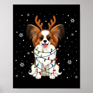 Pallon Dog Christmas Lights Reindeer Funny Xmas Do Poster