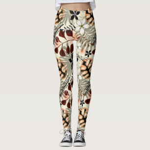 Palm and monstera leaves, tropical leggings