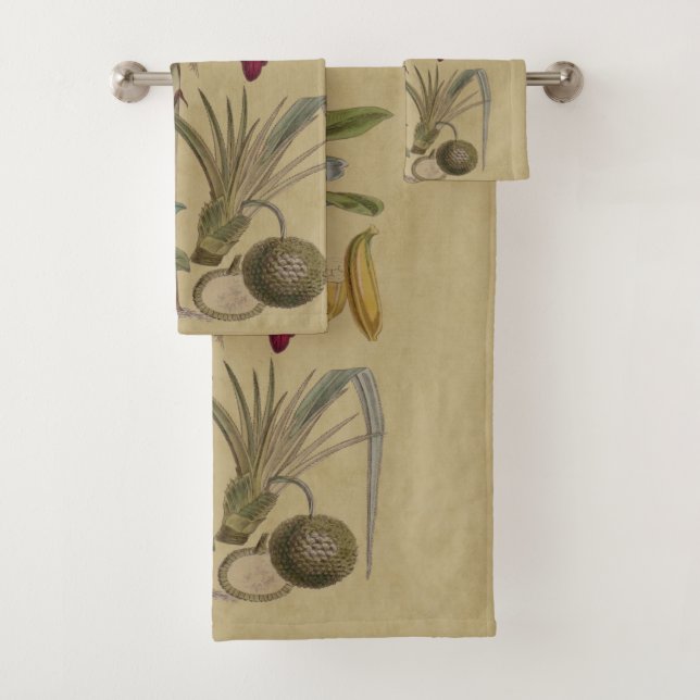 Palm Antique Tropical Fruit Botanical Art Bath Towel Set (Insitu)
