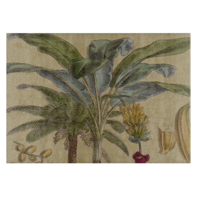 Palm Antique Tropical Fruit Botanical Art Cutting Board (Front)