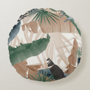 Palm Banana Leaves Bliss (Fall Colours) 1 #tropica Round Cushion