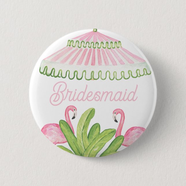 Palm Beach Cabana Bach Club | Bridesmaid 6 Cm Round Badge (Front)