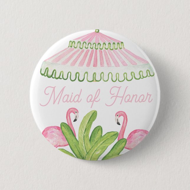 Palm Beach Cabana Bach Club | Maid of Honour 6 Cm Round Badge (Front)