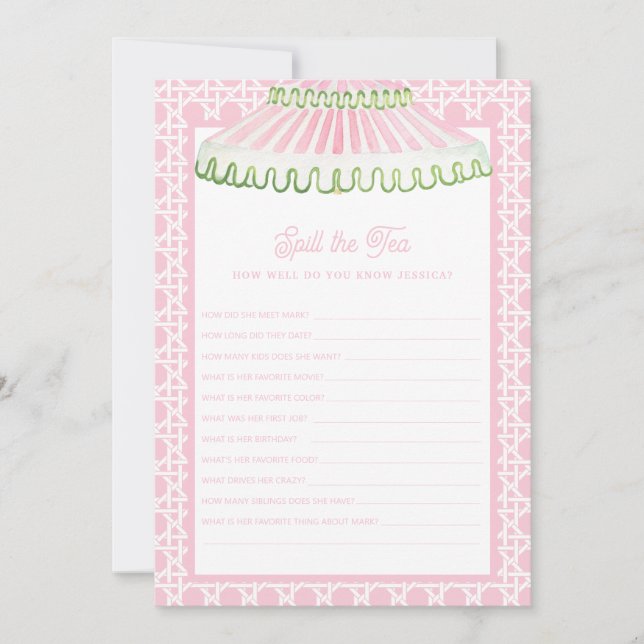 Palm Beach Cabana | Spill the Tea Bridal Shower Invitation (Front)