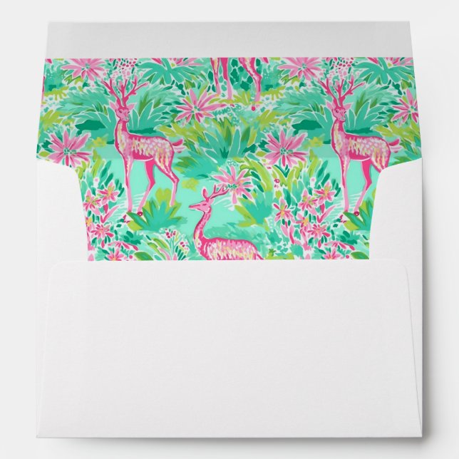 Palm Beach Christmas Pink & Green Stockings Envelope (Back (Bottom))