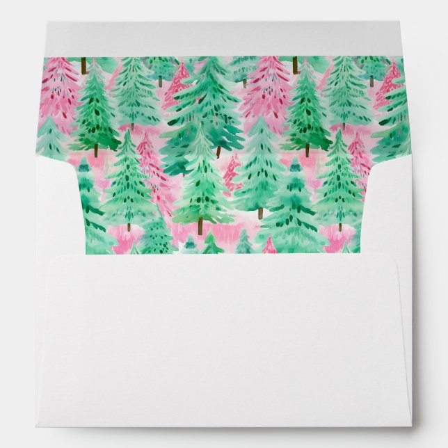 Palm Beach Christmas Pink & Green Trees Envelope (Back (Bottom))