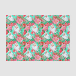 Palm Beach Christmas Watercolor Floral Santa Tissue Paper