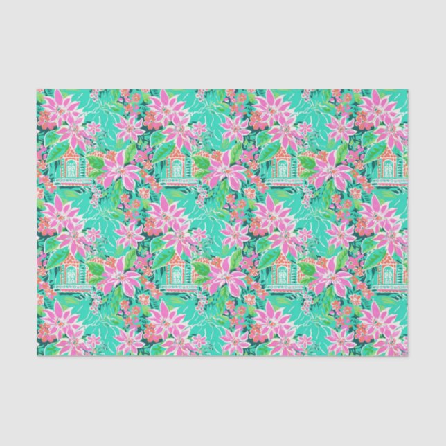 Palm Beach Christmas Watercolor Gingerbread House Tissue Paper (Front)